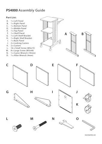 PS4000 Assembly Guide  Part List:  A.  1 x Left Panel  B.  1 x Right Panel  C.  1 x Bottom Panel