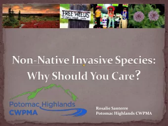 Potomac Highlands CWPMA  Are all non native species invasive?  Exotic? o Rapid Growth Rate o No