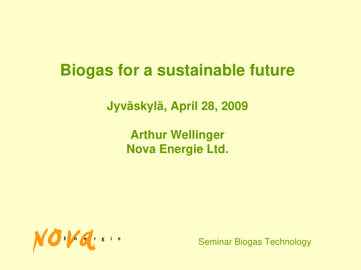 biogas for a sustainable future