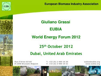 EUBIA  World Energy Forum 2012 25 th October 2012  Dubai, United Arab Emirates Rue dArlon 63-65