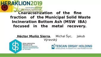 Characterization   of  the   fjne  fraction   of  the Municipal Solid Waste  Incineration Bottom