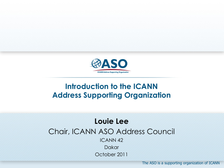 introduction to the icann address supporting organization