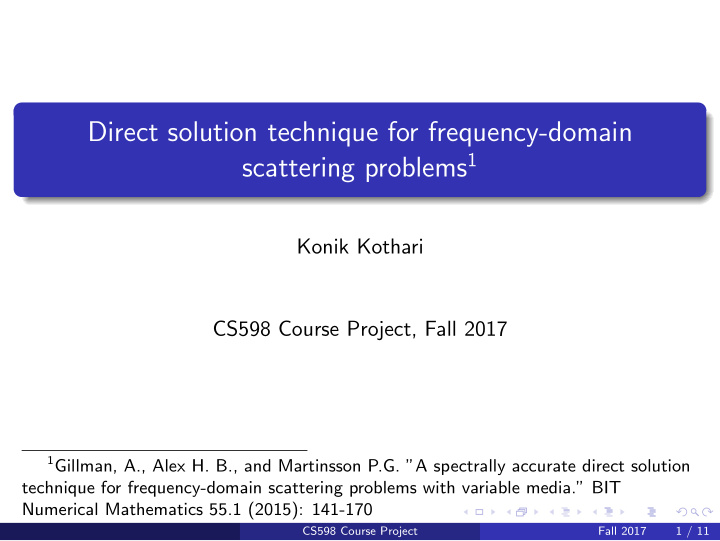 direct solution technique for frequency domain