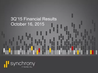 3 Q15 Financial Results  October 16, 2015  Disclaimers  Cautionary Statement Regarding