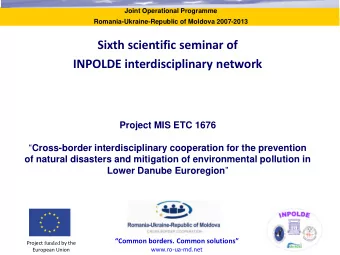 Sixth scientific seminar of  INPOLDE interdisciplinary network  Project MIS ETC 1676