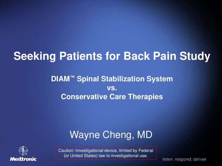 seeking patients for back pain study
