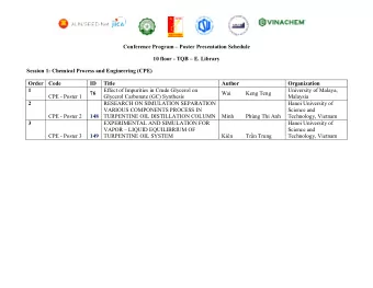 Conference Program  Poster Presentation Schedule  10 floor - TQB  E. Library  Session 1: