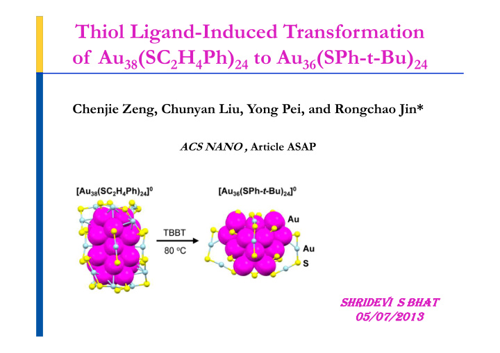 thiol ligand induced transformation