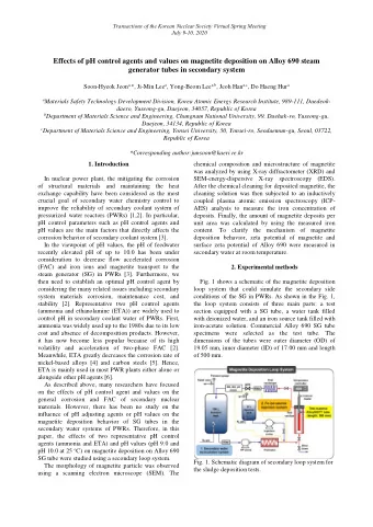 Effects of pH control agents and values on magnetite deposition on Alloy 690 steam  generator tubes