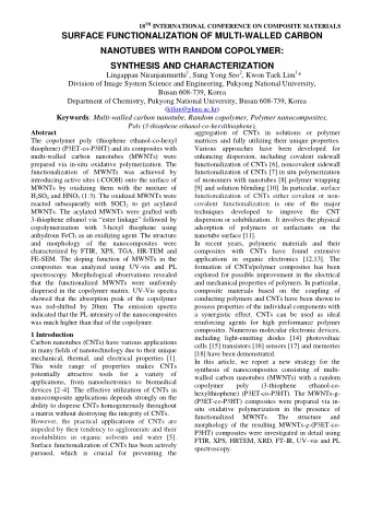 SURFACE FUNCTIONALIZATION OF MULTI-WALLED CARBON  NANOTUBES WITH RANDOM COPOLYMER: SYNTHESIS AND