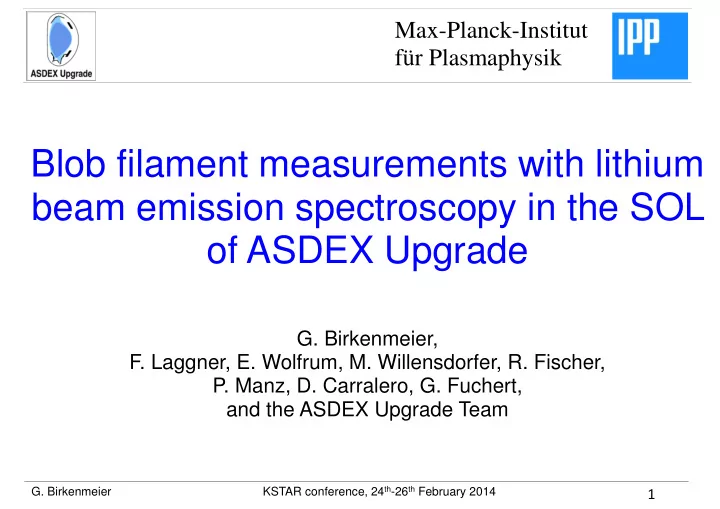 blob filament measurements with lithium beam emission
