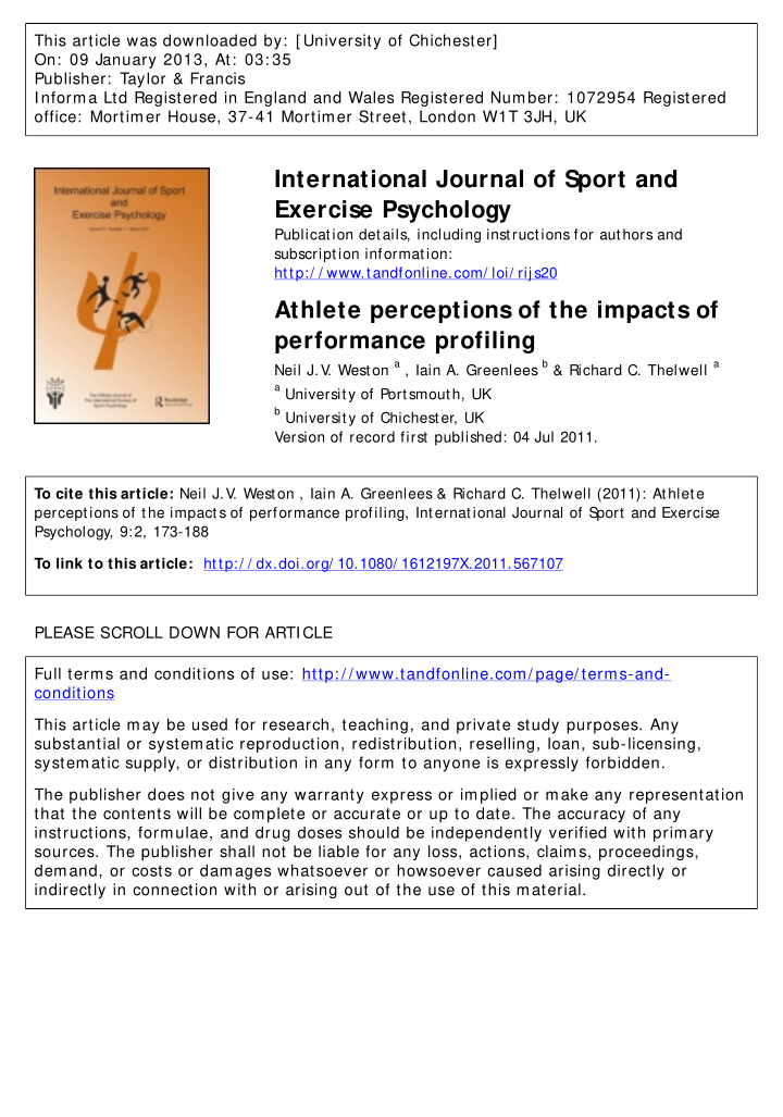 international journal of sport and exercise psychology