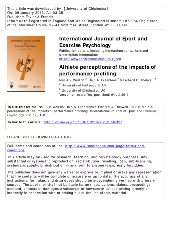 International Journal of Sport and  Exercise Psychology  Publication details, including