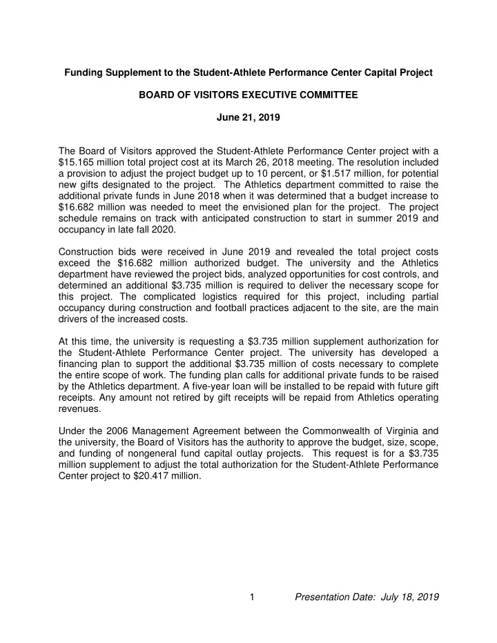 funding supplement to the student athlete performance