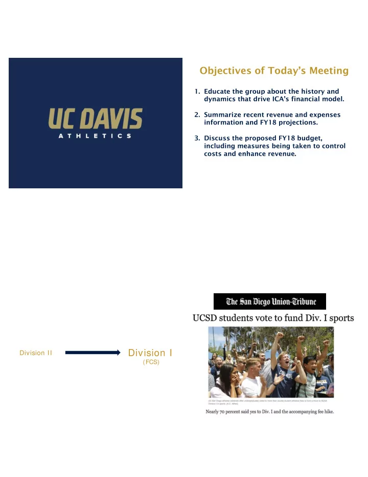 objectives of today s meeting