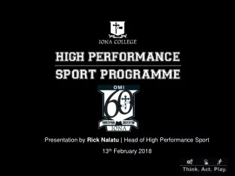 13 th February 2018  MISSION STATEMENT  Identify, guide and foster the development of high