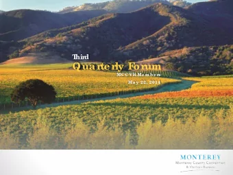 Quar  te r  ly F  or  um  MCCVB Me mbe rs  Ma y 22, 2014  AGE  NDA  DE  ST  INAT  ION SCORE  CARD