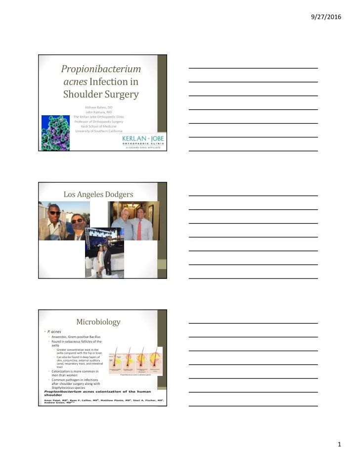 propionibacterium acnes infection in shoulder surgery