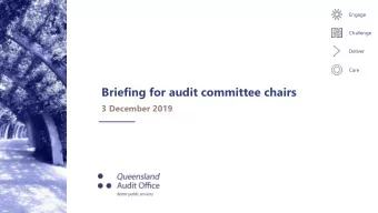 Briefing for audit committee chairs  3 December 2019 10.30  10.50: QAO update  Brendan Worrall,