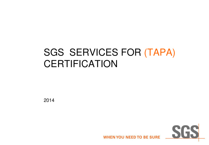 sgs services for tapa