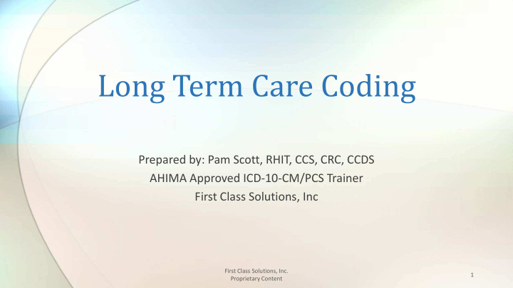 long term care coding