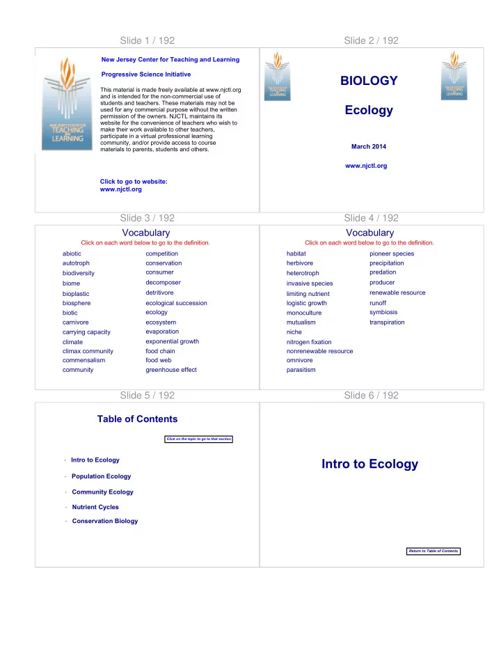 intro to ecology