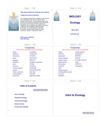 Intro to Ecology    Population Ecology    Community Ecology    Nutrient Cycles