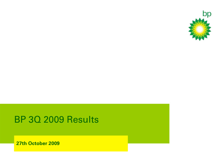 bp 3q 2009 results