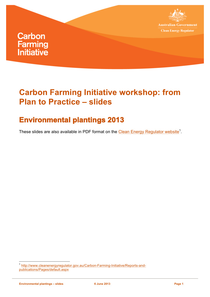 carbon farming initiative workshop from plan to practice