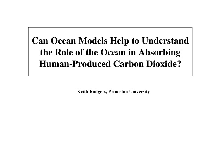 can ocean models help to understand the role of the ocean
