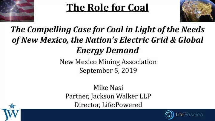 the role for coal