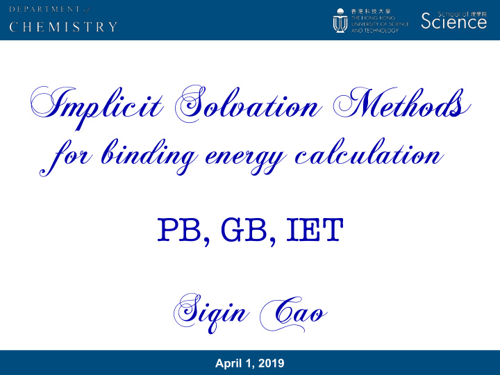 implicit solvation method s