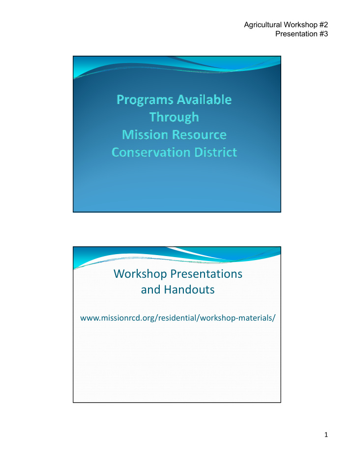 workshop presentations and handouts
