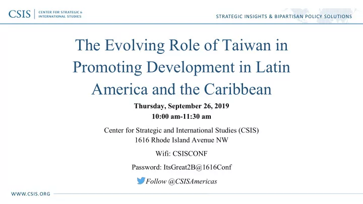 the evolving role of taiwan in promoting development in