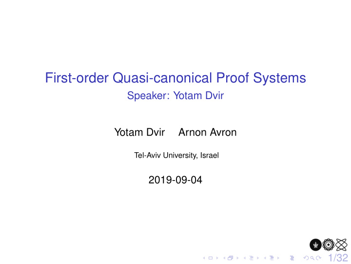 first order quasi canonical proof systems