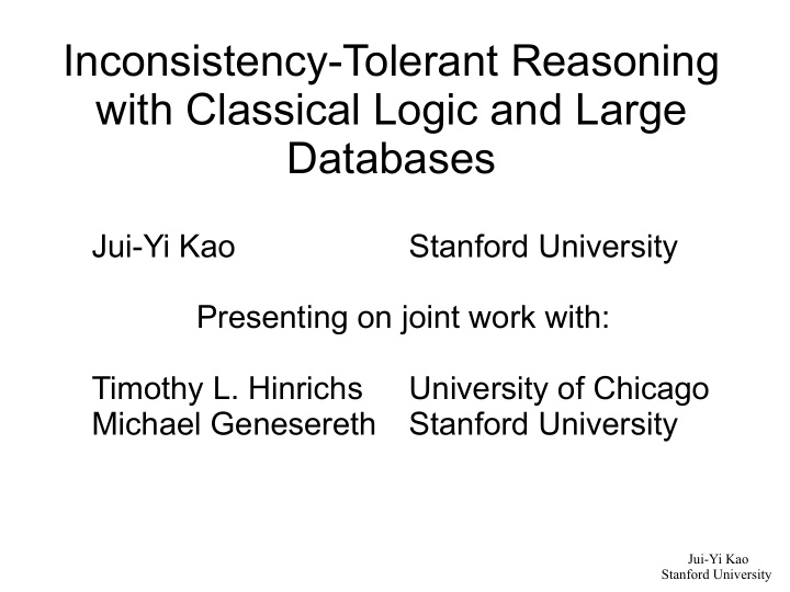 inconsistency tolerant reasoning with classical logic and