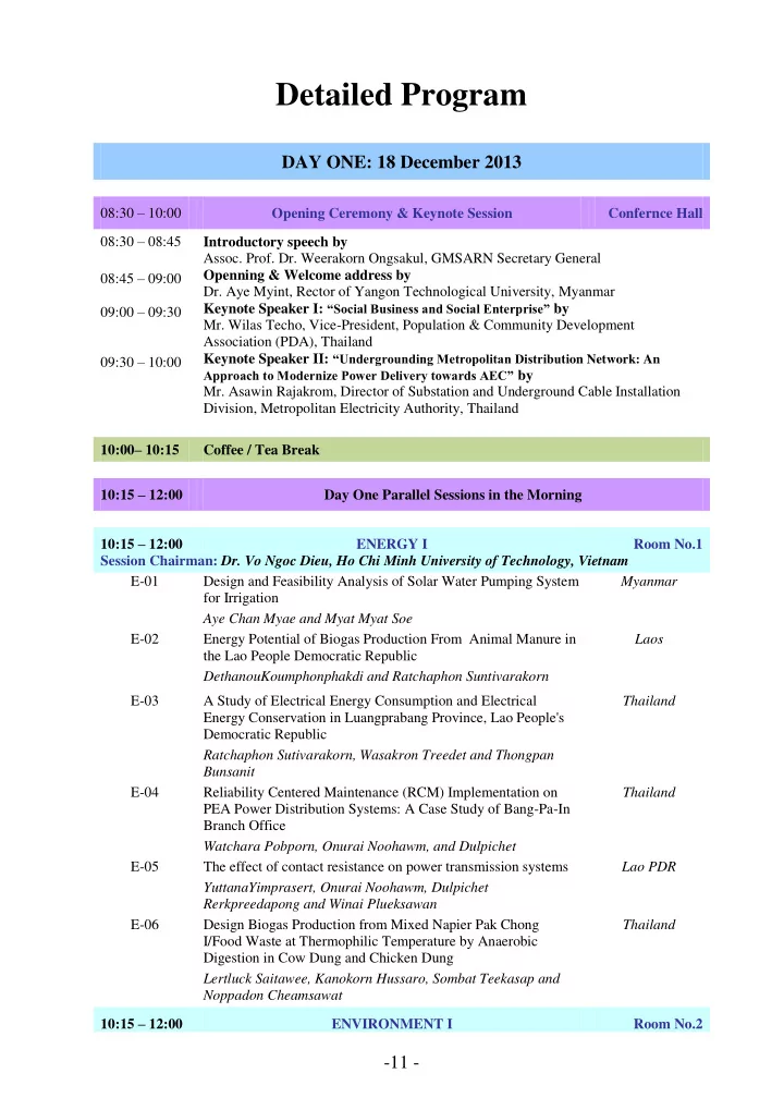 detailed program