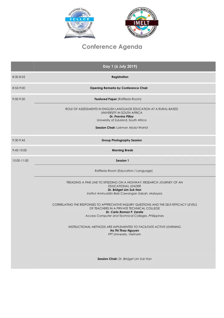 conference agenda