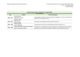 Schedule of Parallel Oral Presentation Sessions