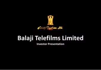 Balaji Telefilms Limited  Investor Presentation  1  Disclaimer Certain words and statements in this