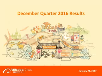December Quarter 2016 Results  January 24, 2017  Disclaimer This presentation contains forward-