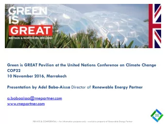Green is GREAT Pavilion at the United Nations Conference on Climate Change  COP22  10 November
