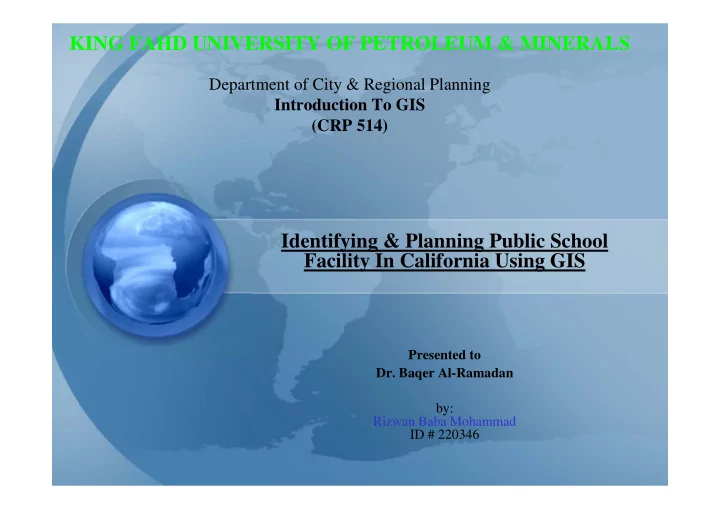king fahd university of petroleum minerals