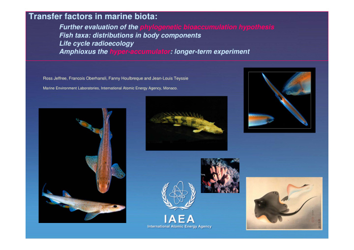 transfer factors in marine biota