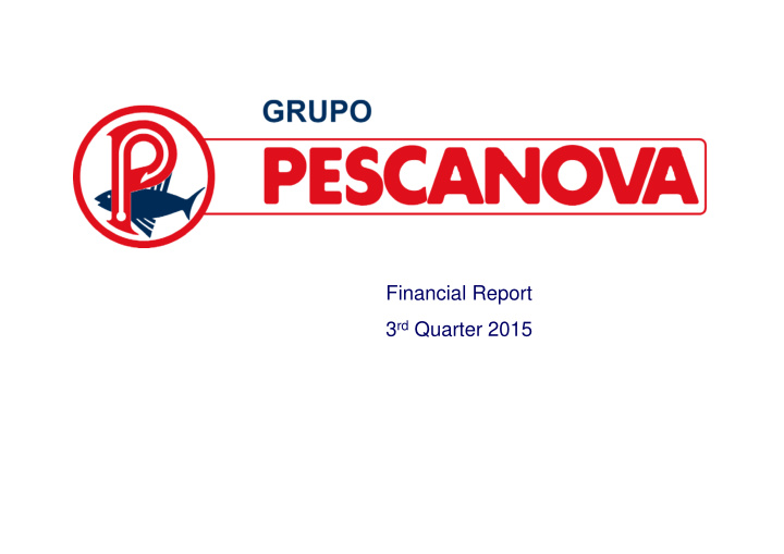 financial report 3 rd quarter 2015 disclaimer