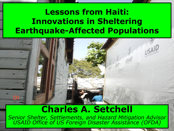 lessons from haiti innovations in sheltering earthquake