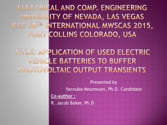 R. Jacob Baker, Ph.D  1. Abstract  2. Introduction  3. DESCRIPTION OF THE CPV SYSTEM UNDER