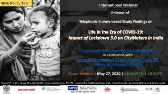 International Webinar  Release of  Impact and Policy Research Institute (IMPRI)  in association