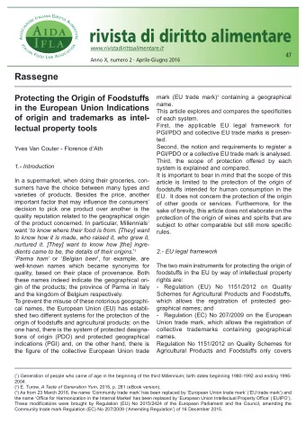 rivista di diritto alimentare  www.rivistadirittoalimentare.it  47 Anno X, numero 2