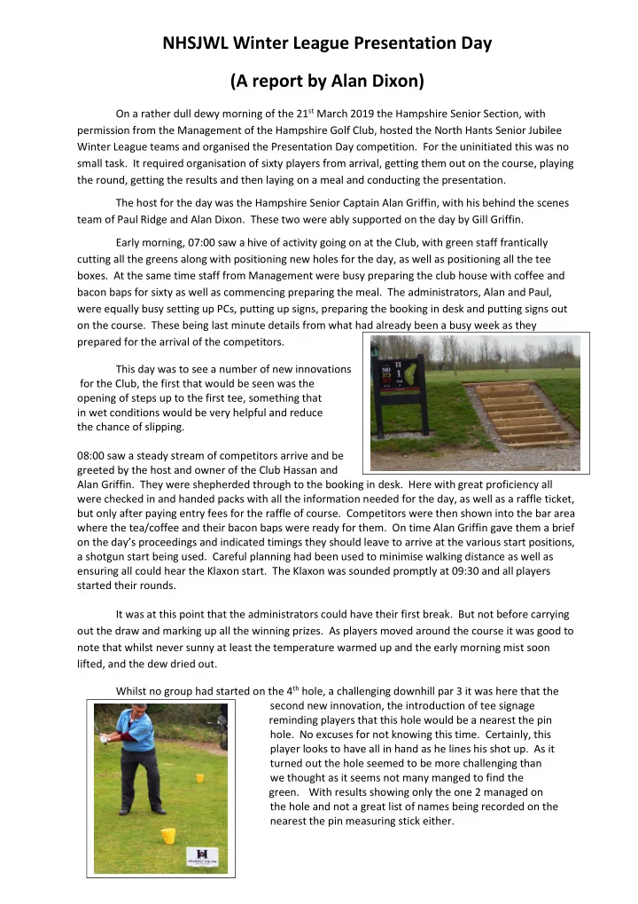 nhsjwl winter league presentation day a report by alan